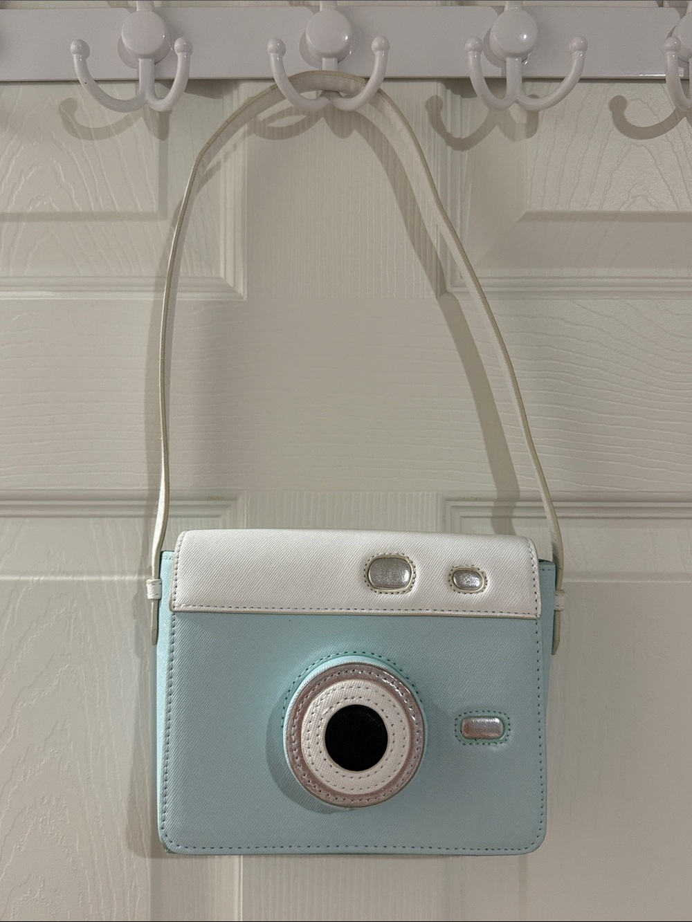 Janie & Jack Light Blue and White Camera-Style Bag